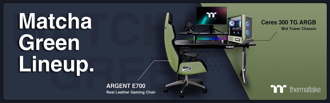 More information about "Thermaltake Reveals Matcha Green Lineup: Ceres 300 TG ARGB Mid Tower Chassis & ARGENT E700 Real Leather Gaming Chair"