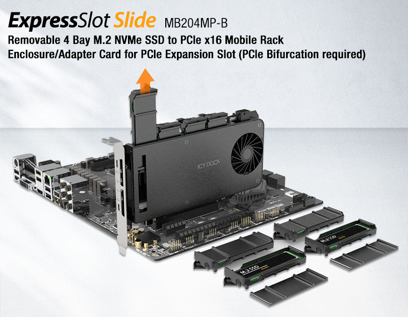 More information about "ICY DOCK ExpressSlot Slide (4 Bay M.2 Nvme SSD to PCIe x16 Adapter Card)"